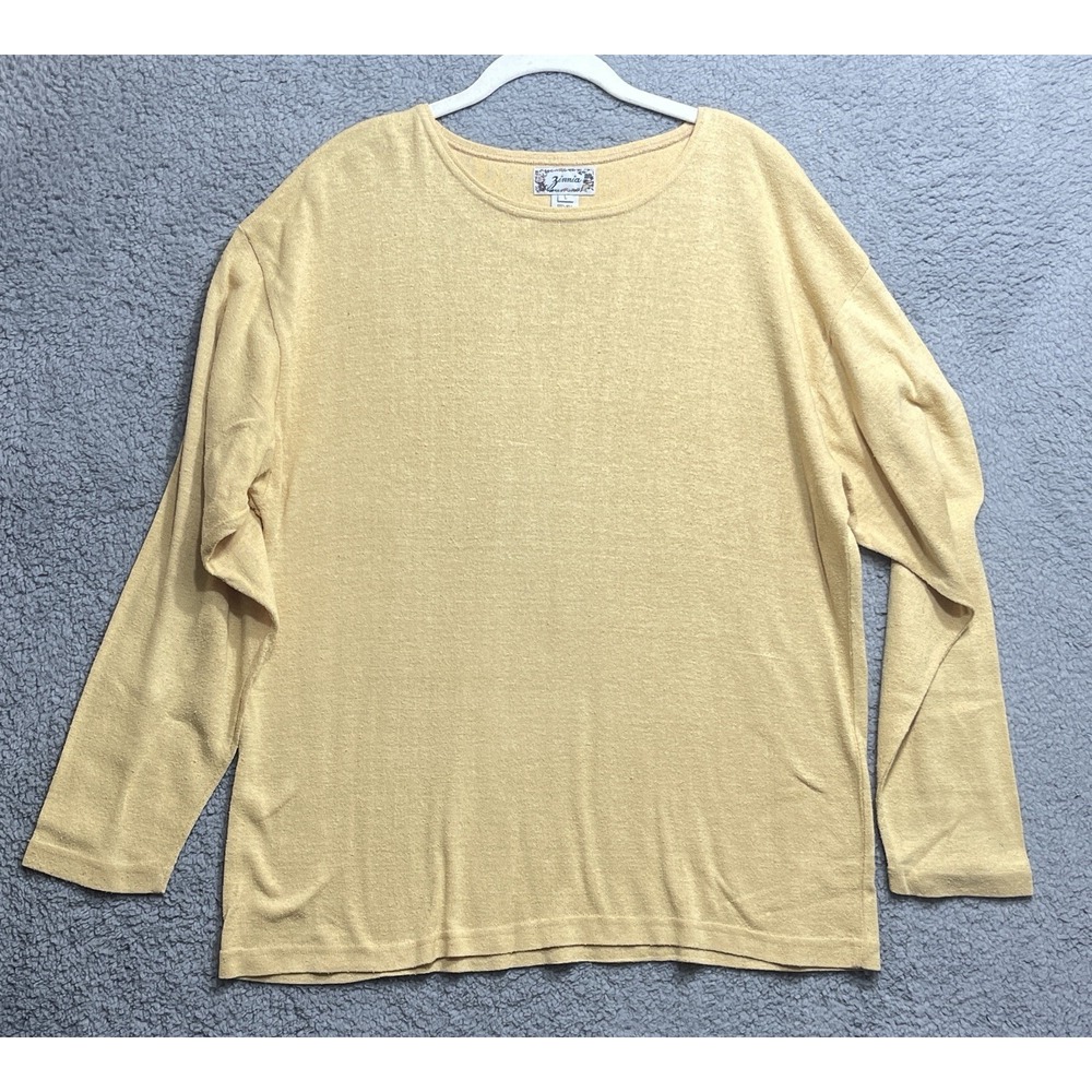 Zinnia Yellow Silk Sweater Long Sleeve Crewneck Knit Top Size L